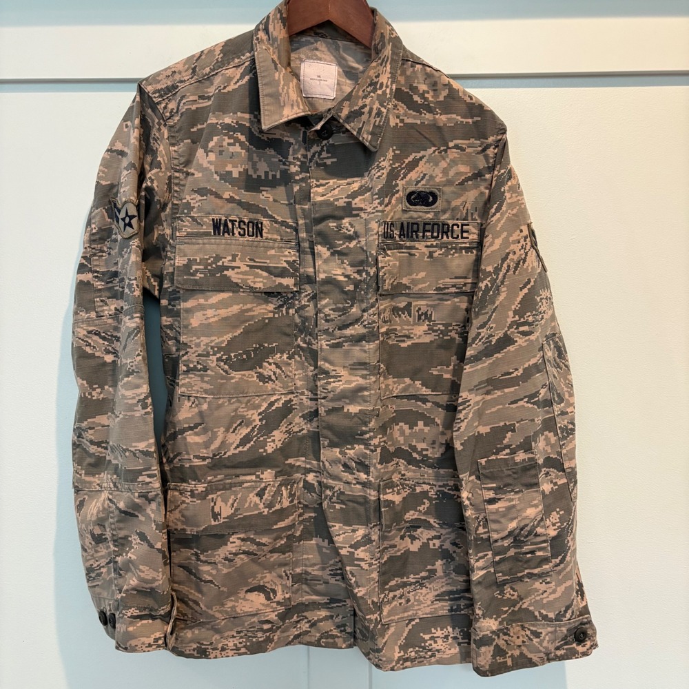 US Air Force ABU Tiger Stripe Camo‎ Jacket Mens 38L Military Coat Utility
